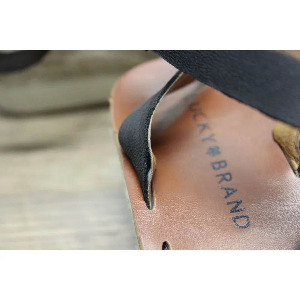 Lucky‎ Brand women's Jasmei strappy leather espadrille wedge sandals 7.5M